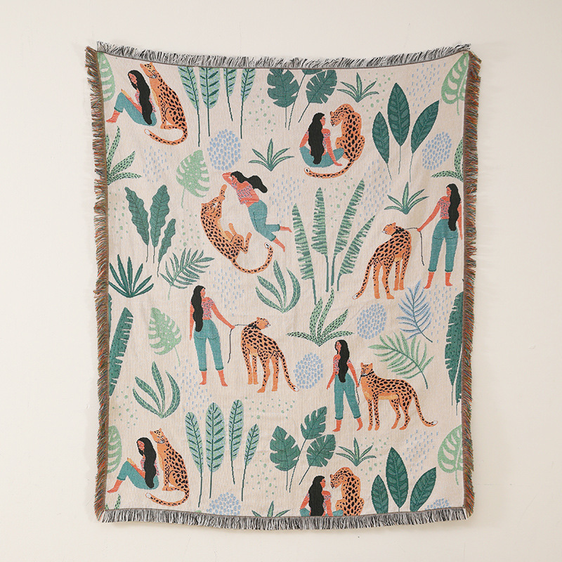 Picture of ins style illustration line blanket camping blanket leisure blanket nap blanket blanket American sofa blanket picnic blanket bed blanket