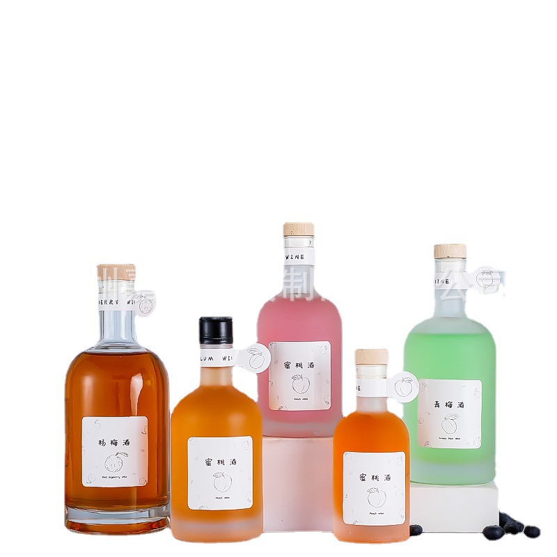 Picture of [Xinbai Crown] wooden plug mouth vodka glass wine bottle frosted foreign wine bottle wooden cover spirits bottle fruit wine glass bottle