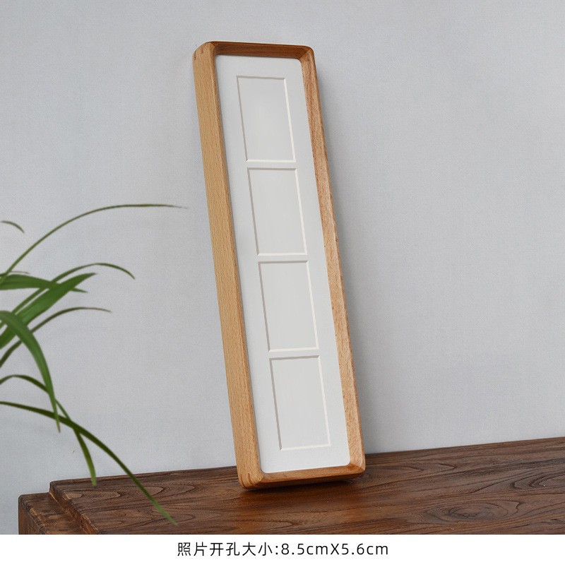 Picture of Solid Wood Photo Frame with Mortise and Tenon Joints, Long Strips with Rounded Corners and Beveled Edges, Combination Wedding Couple Desktop Creative Display Stand Wholesale Wedding Picture Frame