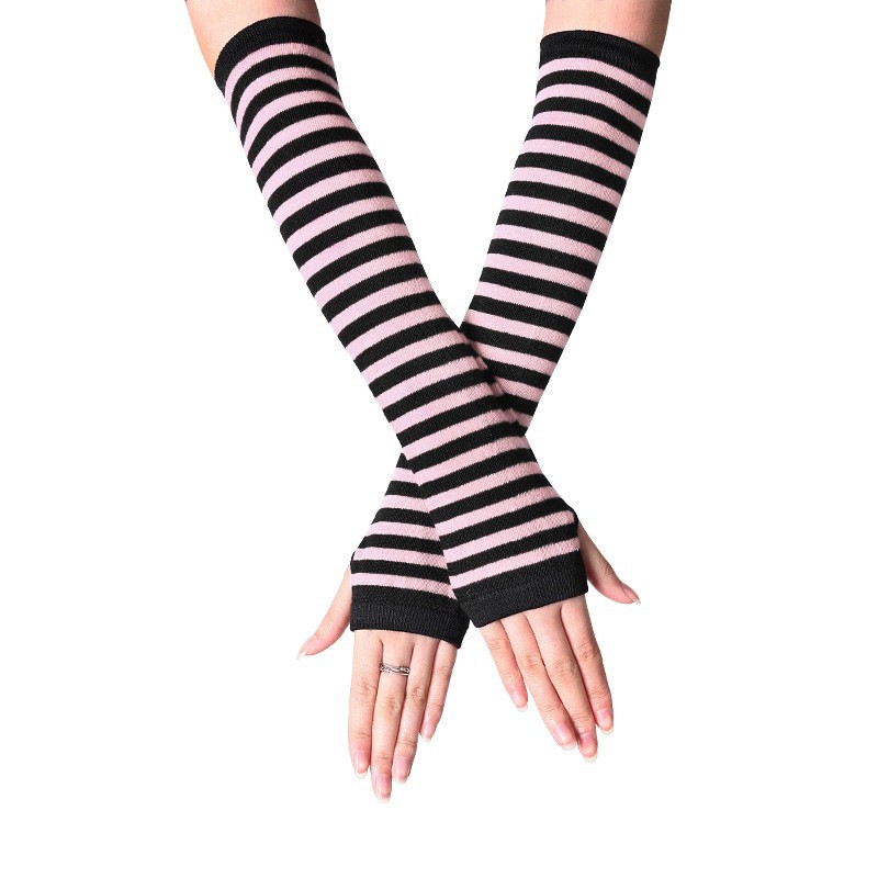 Picture of Korean Style Women's Gloves Half-Finger Gloves Women's Winter Cute Autumn and Winter Long Gloves Arm Covers Fingerless Woolen Gloves