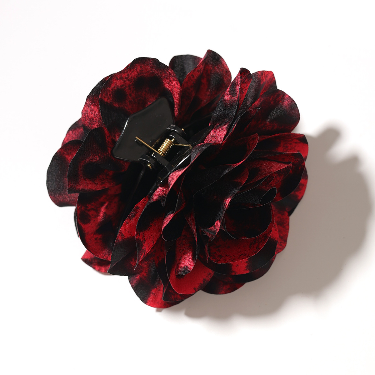 Picture of Fashion Fabric Leopard Print Camellia Hair Clip European and American Style Personality Girls' Back of the Head Flower Hair Clip Hair Accessory