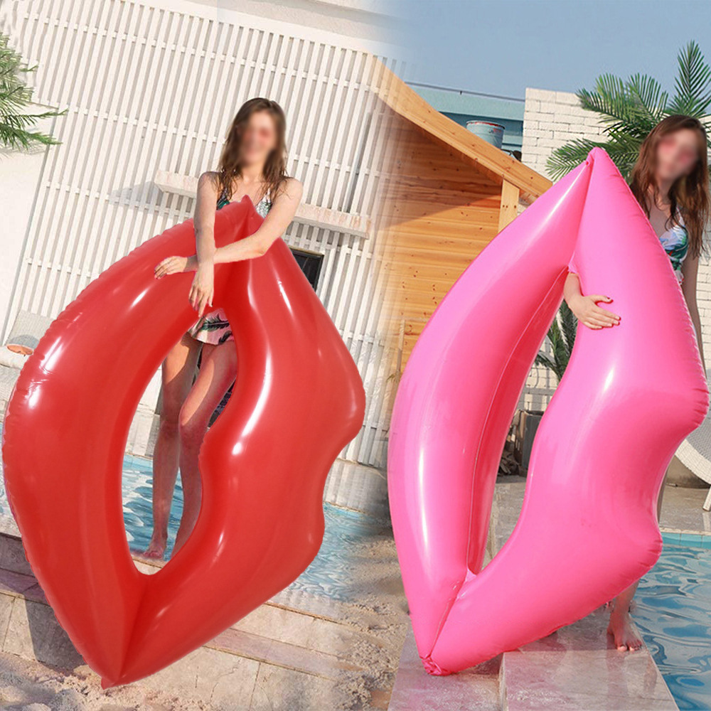 Cross-border new ins net red shooting bar water red lips red love inflatable floating swimming ring