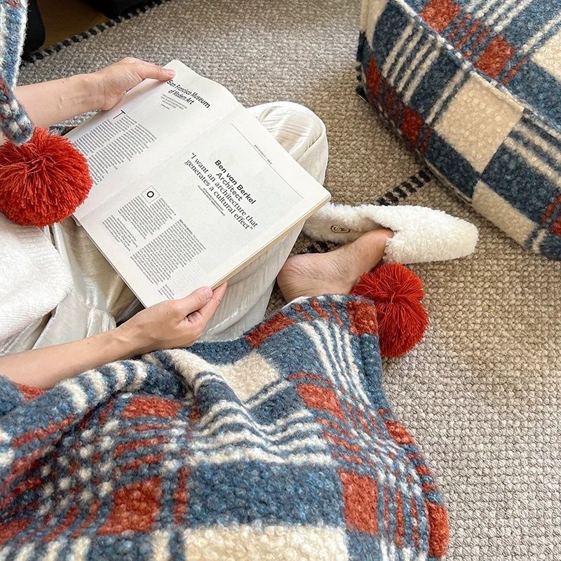 Fu Sheng Lange Soft Double-sided Blanket Air Conditioning Nap Blanket British Plaid Sofa Blanket Bed End Blanket Car Blanket