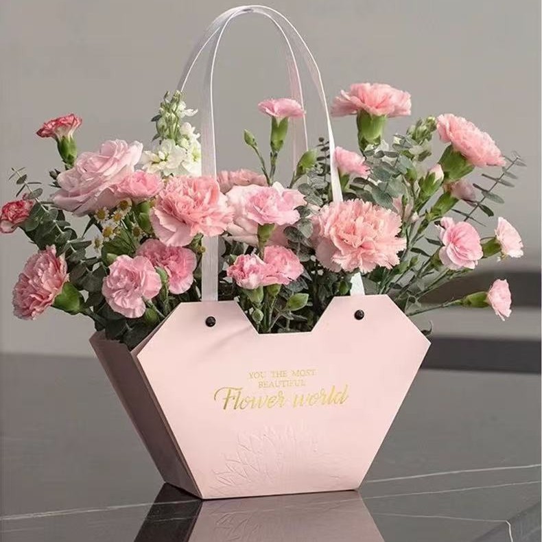 White Flower Tote Bag, Heart-Shaped Waterproof Bag, Foreign Trade Style, Women's Day Bouquet
