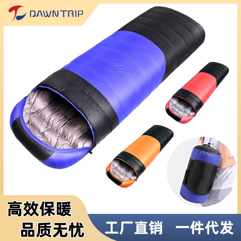 Picture of Down Sleeping Bag Envelope Machine Washable Cold-proof Extra-thick Warm Travel Sleeping Mat Adult Mountain Camping Travel Sleeping Bag
