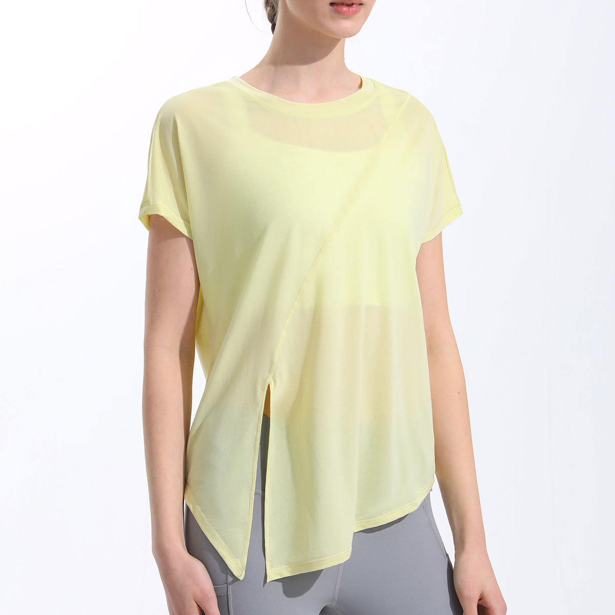 Picture of RUNA PULSE Sports Short-sleeved Women's Loose Quick-drying Fitness Clothes Cool T-shirt Top Split Yoga Clothes Blouse