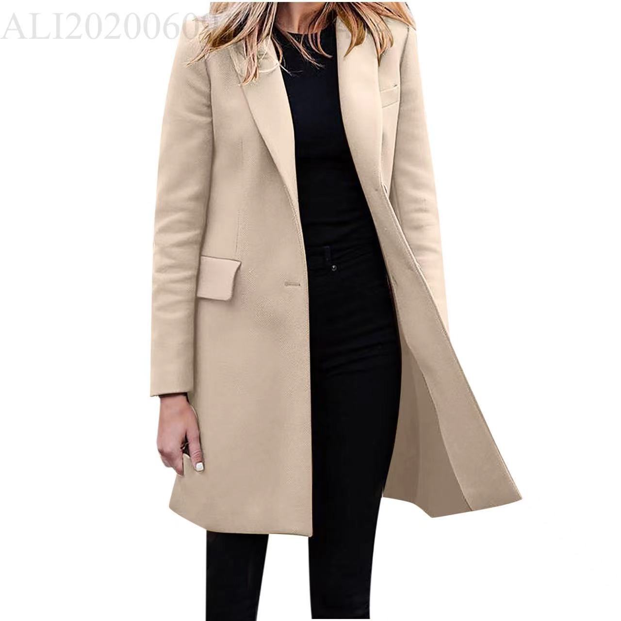2024 solid color Amazon fashion coat windbreaker in stock supply long-term supply