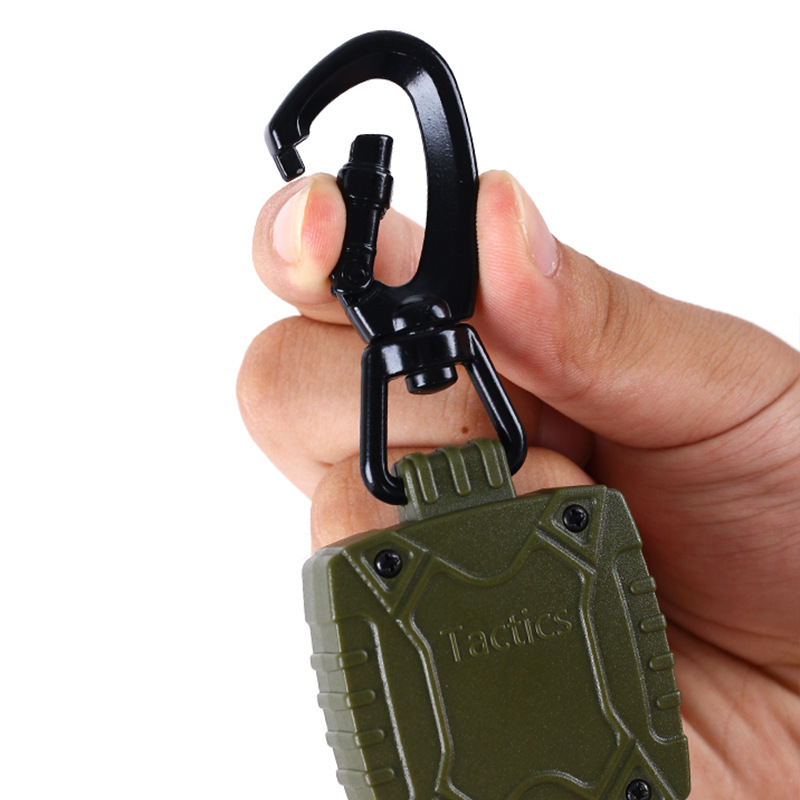 Picture of Zinc Alloy Metal Hanging Buckle Outdoor Fishing Retractable Army Green Square Easy Pull Buckle Quick Pack Easy to Pull
