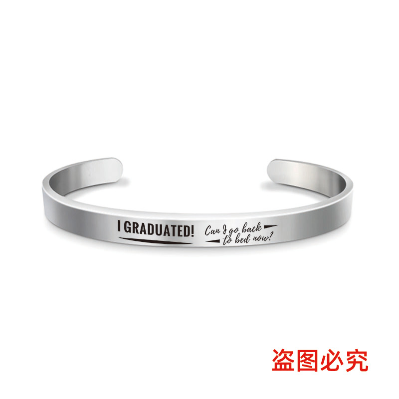 Picture of Bracelet European and American Cross-Border Stainless Steel Bracelet 2025 Graduation Season Doctor's Hat Holiday Gift Engraved Titanium Steel Bracelet