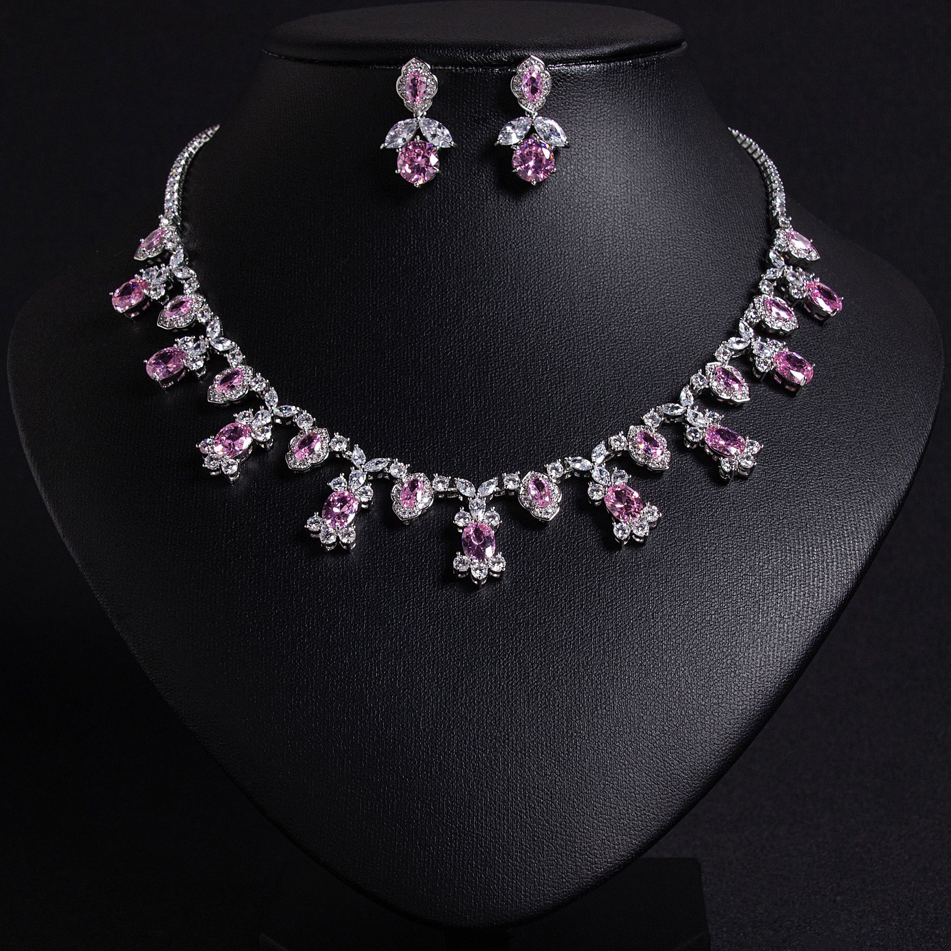 Picture of Foreign trade European and American wedding bride zircon necklace high-end jewelry women's necklace earrings luxury Joker jewelry wholesale