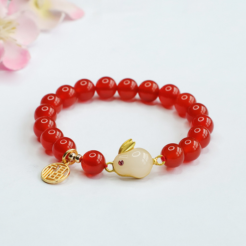Picture of Jiyu natural agate rabbit bracelet red agate rabbit year bracelet jewelry jewelry live generation MN2121408