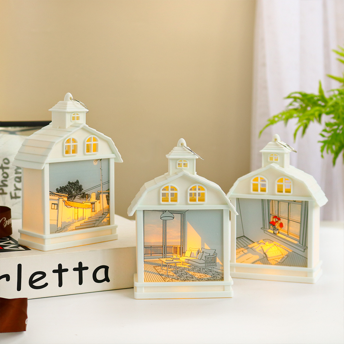 Creative Light painting night light decorative table ins style atmosphere decoration Candlestick led three-dimensional transparent painting wind lamp