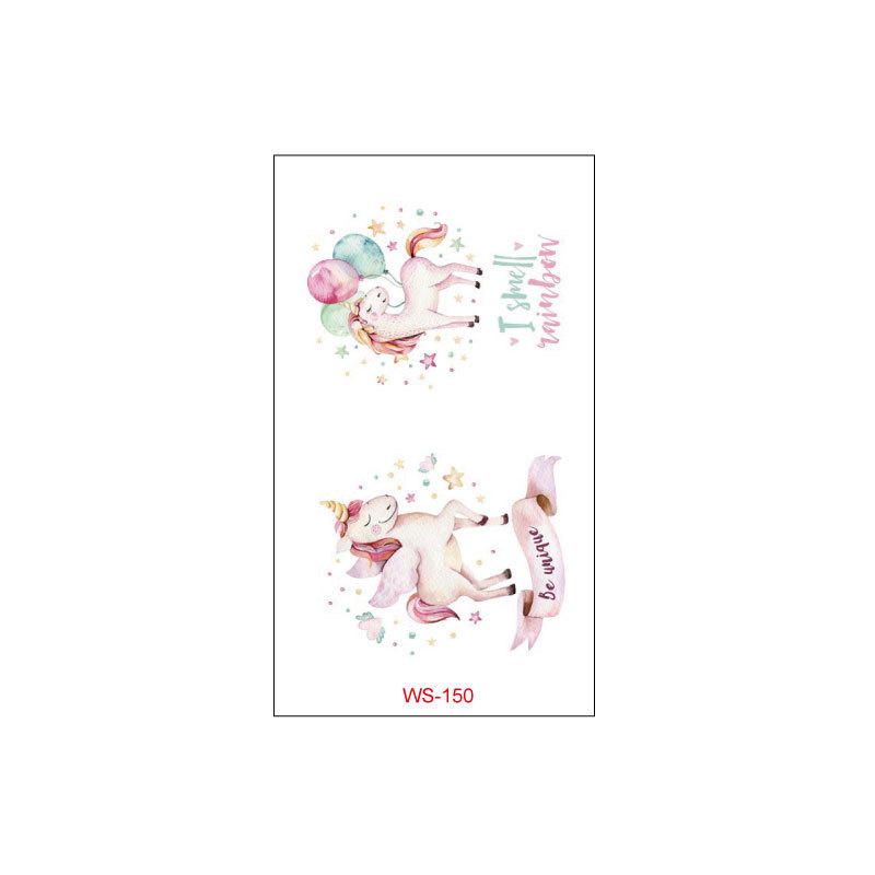 Picture of Unicorn Tattoo Sticker Original Children's Cute Cartoon Doll Birthday Rainbow Little Pegasus Waterproof Temporary Sticker