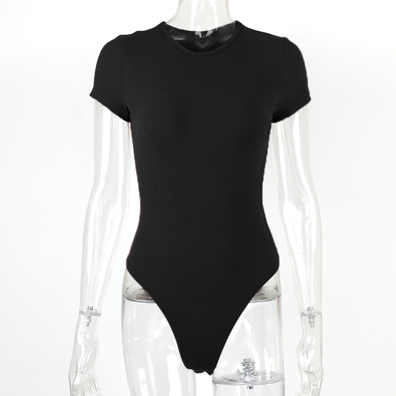 Picture of Summer 2025 Amazon European and American Cross-border Women's Sexy Tight Cotton Rib Crewneck Romper bodysuit