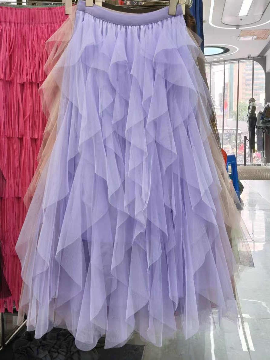 2025 mesh tulle skirt, cake skirt, super fairy drape tulle skirt, pleated skirt, princess skirt, pink seaweed skirt, autumn 0303
