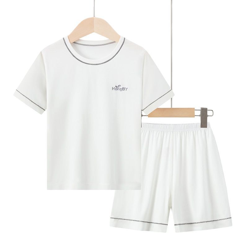 Picture of Summer Boys' Short-sleeved Shorts Modal Children's Pajamas Girls' Parent-child Home Clothes suit Children's Air-conditioning Clothes