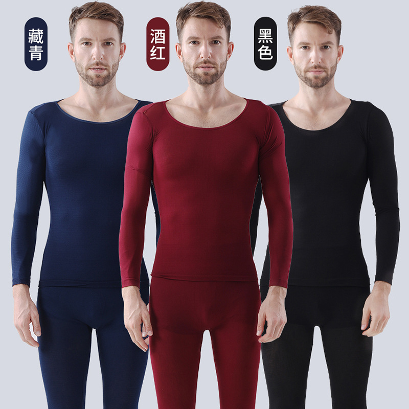 New men's thermal underwear thin autumn pants men's thermal suit base crew neck cotton sweater wholesale