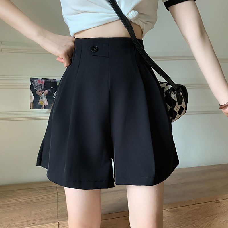 Large Size Pants Women's Straight Slim Look Spring and Summer New Korean Style chubby girl Wide Leg Pants Loose High Waist Casual Suit Shorts