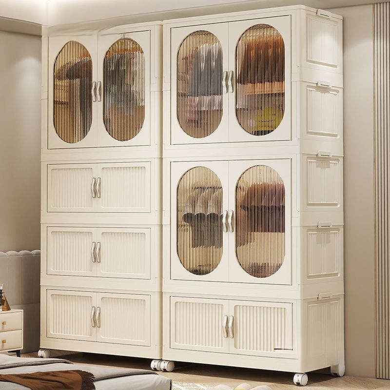 Folding storage cabinet, children's wardrobe, home bedroom, clothes organizer, baby simple small closet, locker