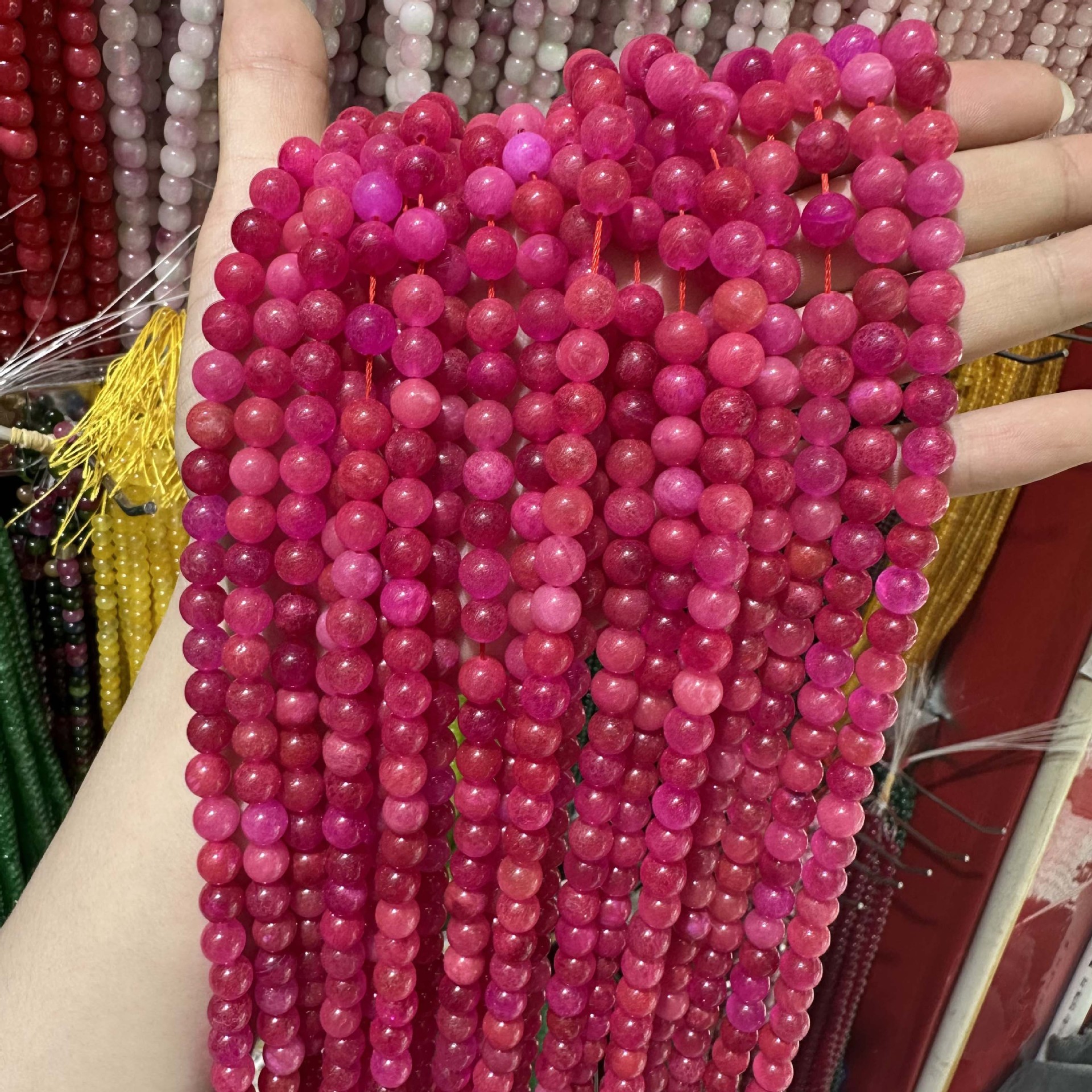 Picture of Live hot grade a chalcedony 8mm two-color round beads beads handmade diy Internet celebrity matching in stock jewelry