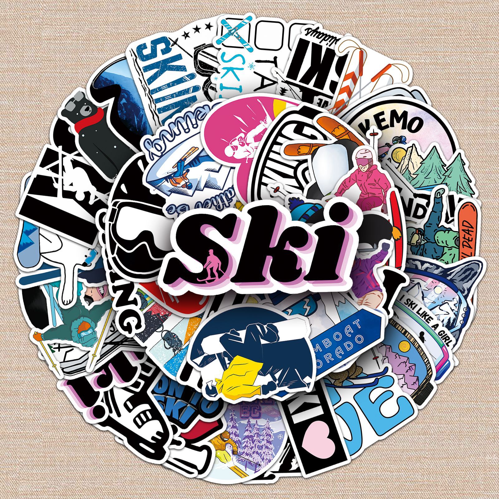 50 sheets ski luggage sports stickers creative trend waterproof suitcase laptop decoration stickers
