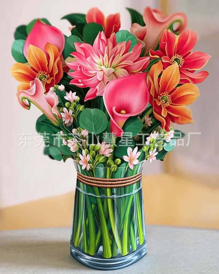Picture of 3D Greeting Card Valentine's Day Mother's Day Paper Hand-Held Flowers Thank You Blessing Gift Manufacturer Wholesale Holiday Limited Edition