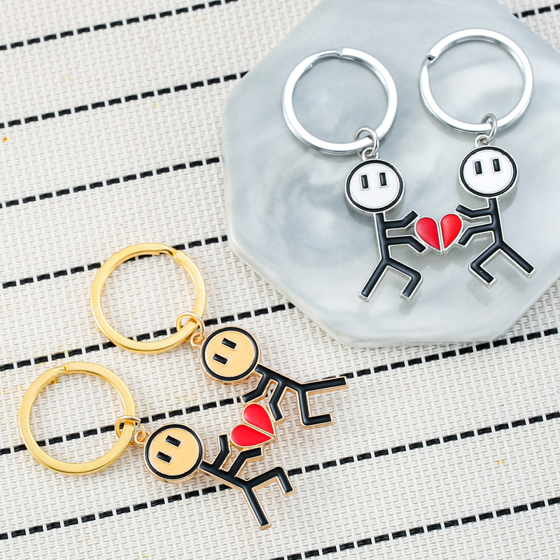 Korean style ins style lovely magnetic graffiti villain keychain cute cartoon couple pendant Valentine's Day gift