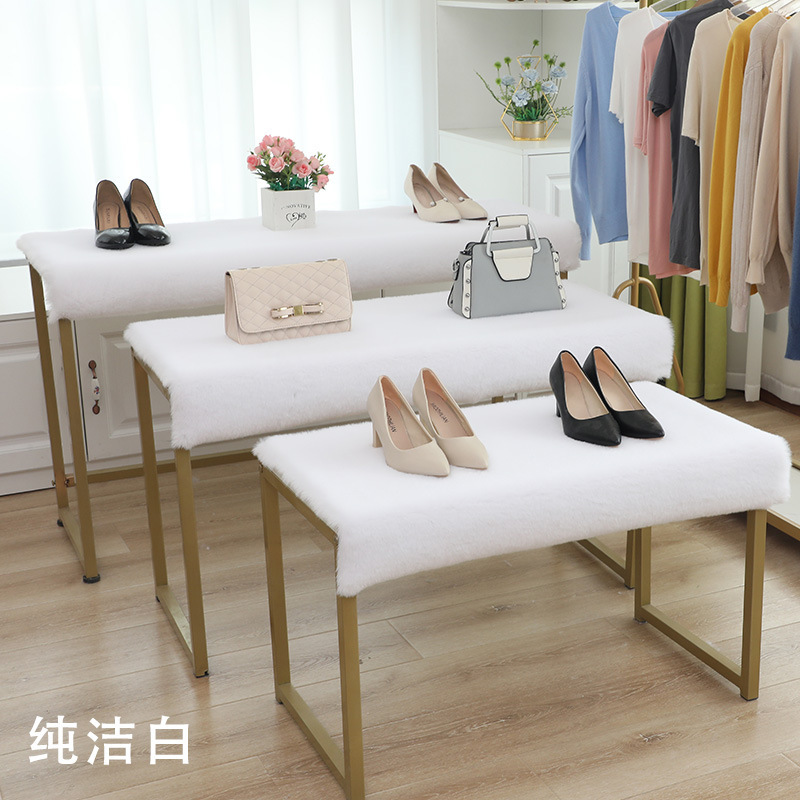 Cross-Border New White Short Plush Carpet Window Booth Plush Decorative Blanket Desktop Counter Shelf Thickened Mat