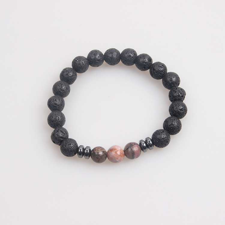 Picture of Zhou Lianfa Wholesale Men's Beaded Bracelet Matte Lava Volcanic Stone Beaded Women Elastic Bracelet Fashion Jewelry