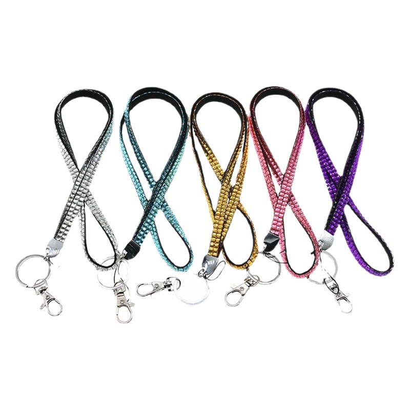 Factory spot cross-mirror foreign trade Diamond lanyard long neck Diamond mobile phone card set exhibition certificate lanyard