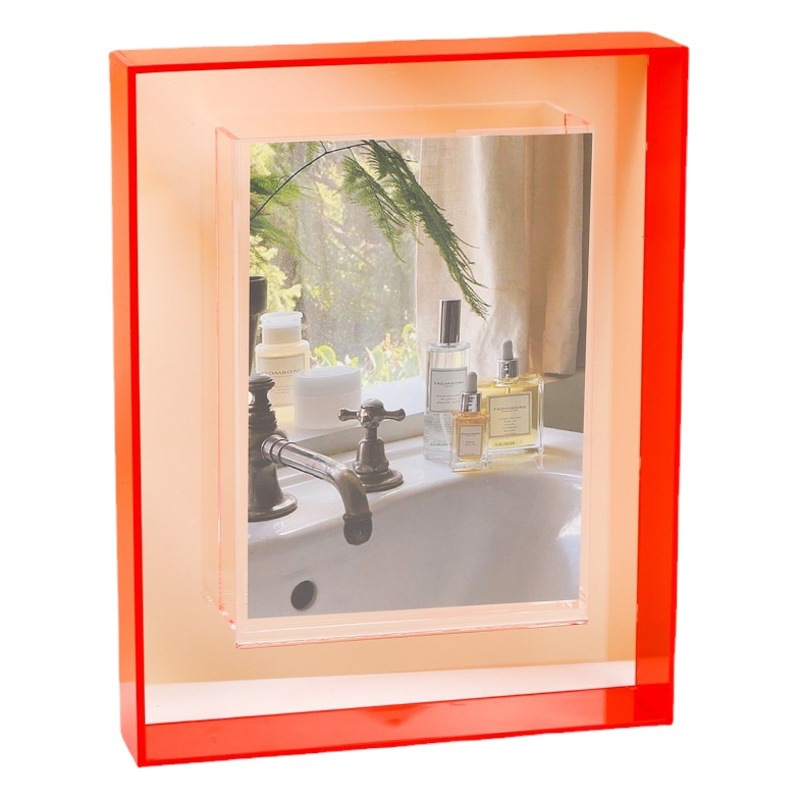 Colorful Laser Acrylic Photo Frame Table Photo Frame 6inch Transparent Ins Style Photo Display Box Customization