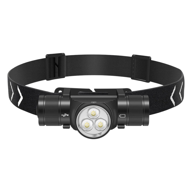 New aluminum alloy bright long-range headlight 3LED high-power outdoor lightweight waterproof TYPE-C rechargeable headlight