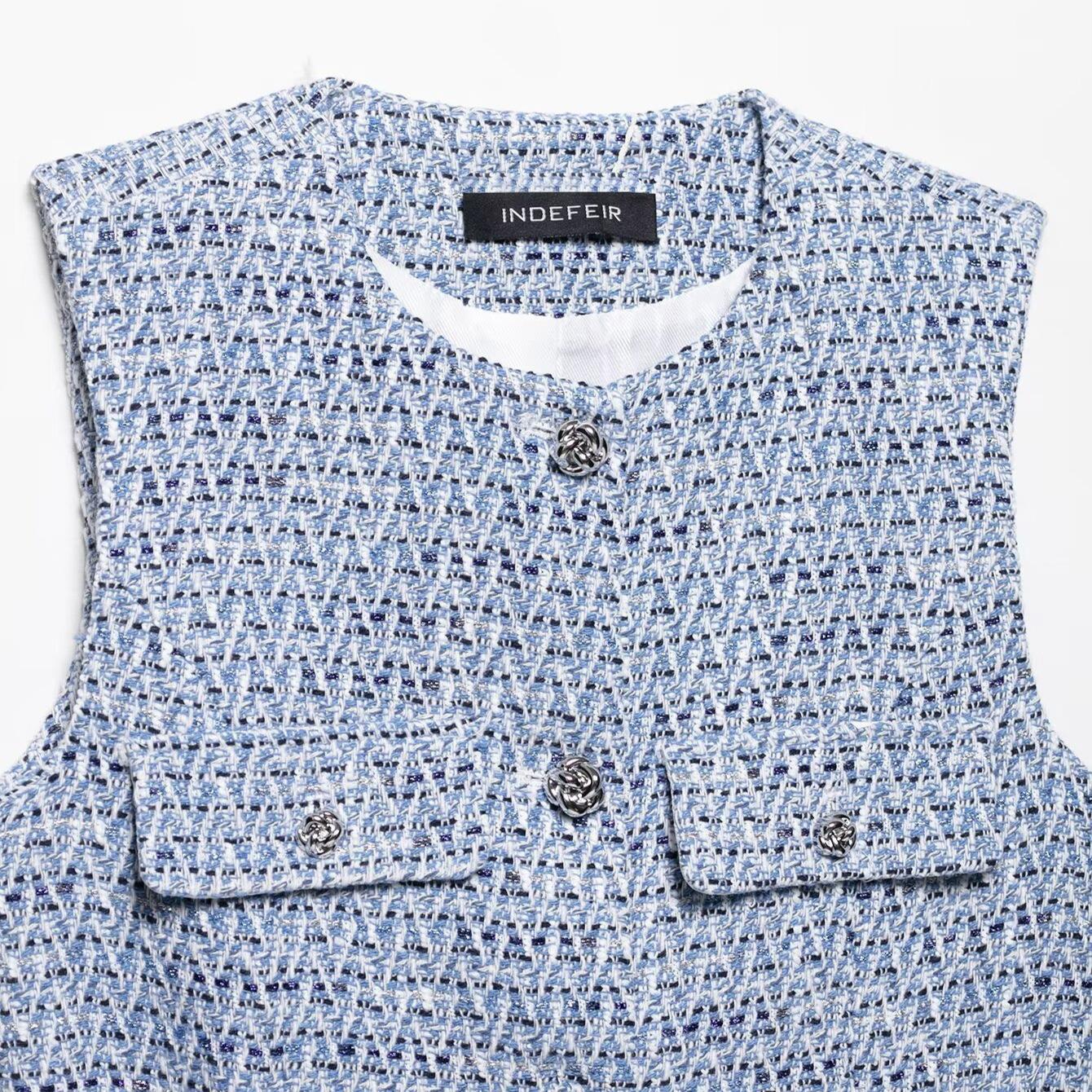 Picture of Women's Blue Woolen Fashion Textured Vest with Belt 2025 Spring New European and American Cross-Border Vest