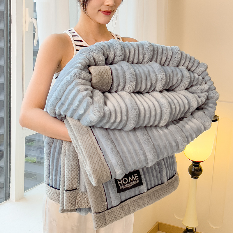 Picture of Rabbit velvet blanket thickened office nap blanket is air-conditioned sofa coral velvet lunch break shawl small blanket wholesale