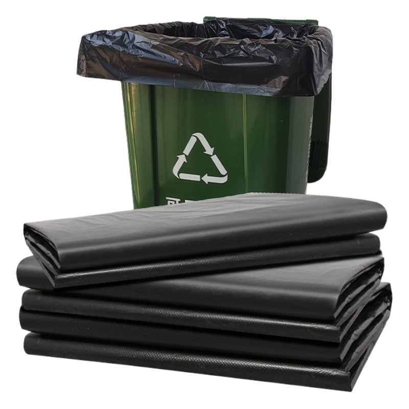 Wholesale Garbage Bags for Sanitation, Schools, Hotels, Property Management, and Street Use; Commercial Thickened Black Flat-Mouth Bags from the Source Factory