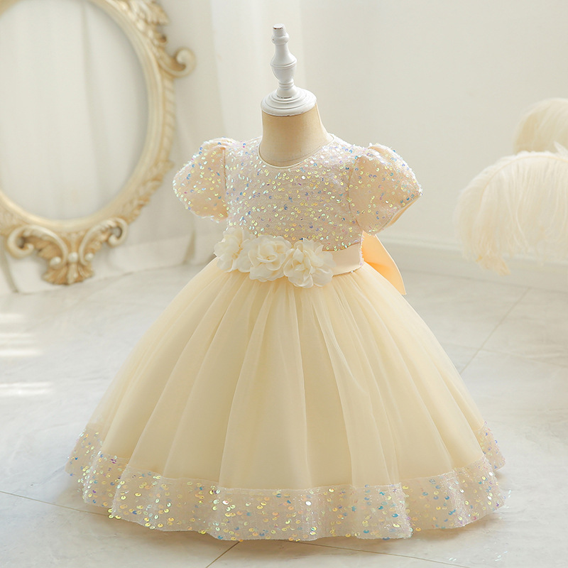 Picture of Amazon children's dress sequins children's dress puffy mesh princess dress baby girl's one-year-old banquet girl dress