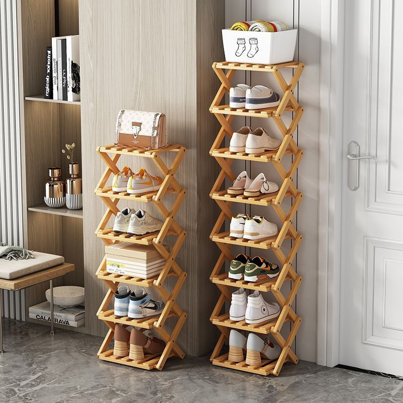 Installation-free retractable shoe rack layered shoe rack small narrow telescopic shoe storage doorway household multi-layer