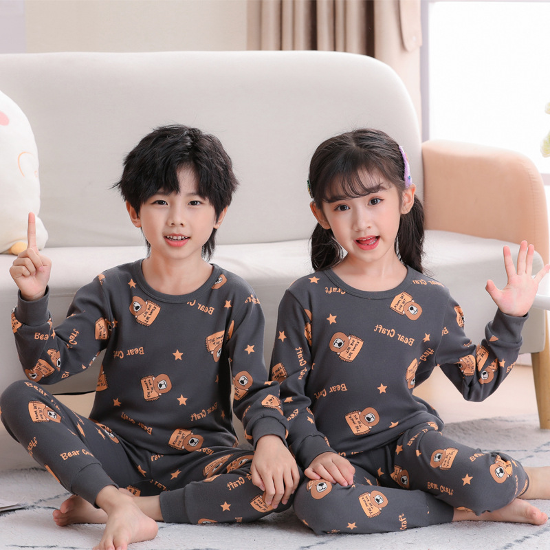 Picture of Children's autumn clothes long pants pure cotton boys' and girls' underwear suit cartoon children's autumn and winter new two-piece set bottoming