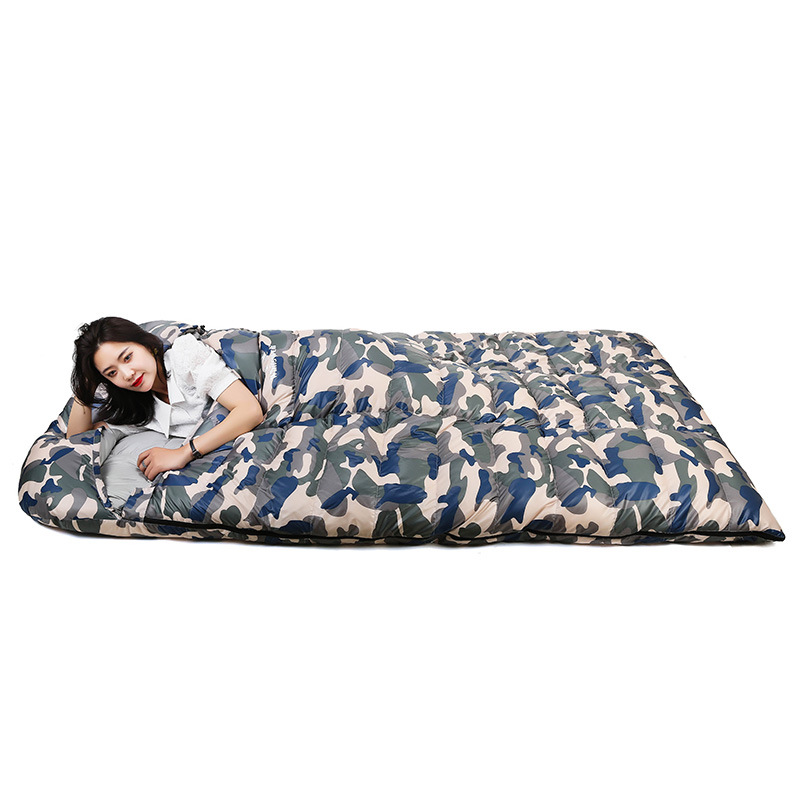 Picture of Factory wholesale double sleeping bag machine washable white duck down outdoor camping sleeping bag adult double travel sleeping bag in stock