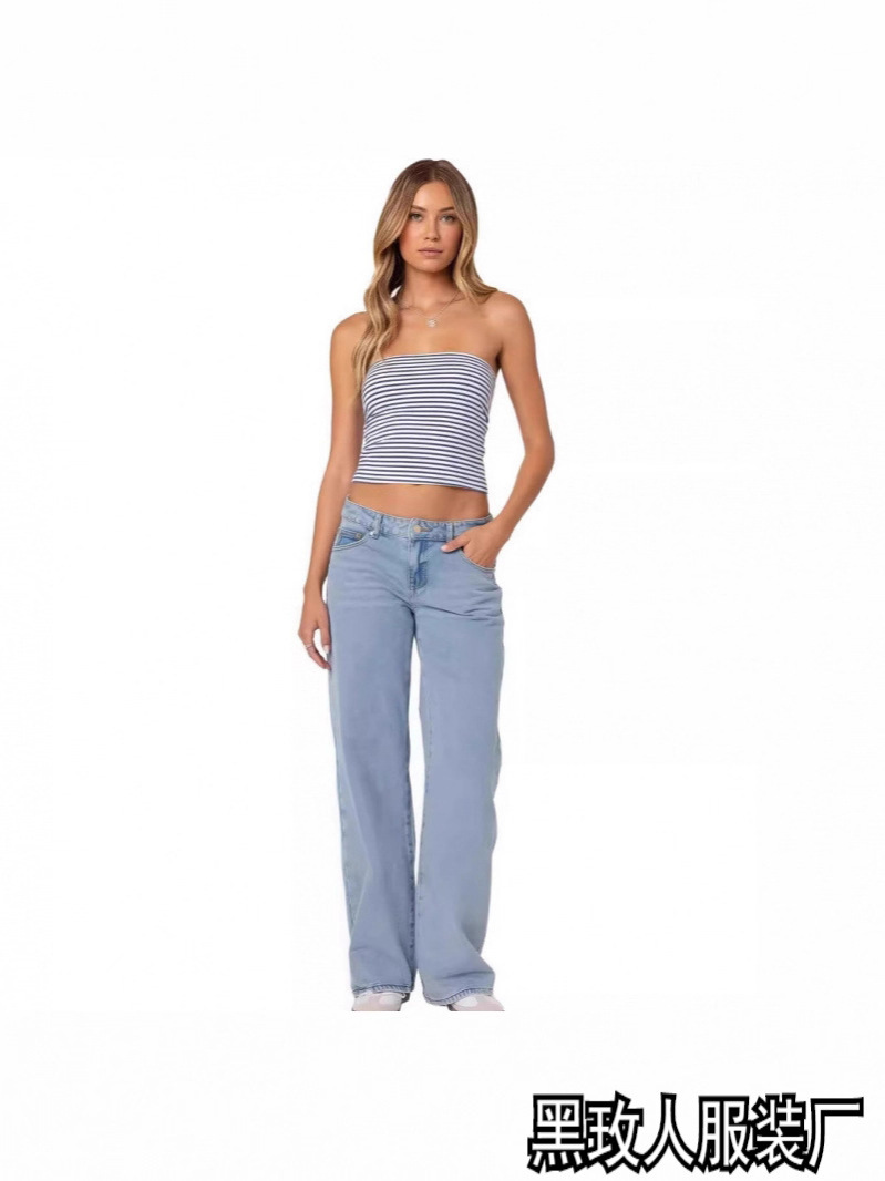 Russian Clothing Fashion Jeans Women 2025 New Extended Version Women's High Waist Wide Leg Floor Length Jeans