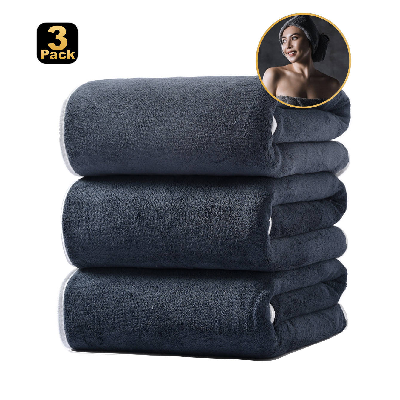 Picture of Wholesale coral fleece bath towel three adult household bath large towel than pure cotton absorbent cross-border supply