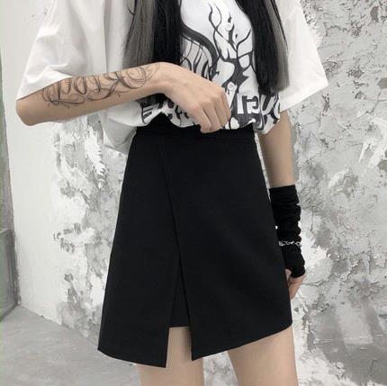 Women's skirt 2024 summer and spring new A- line high waist sheath student split black workwear professional skirt slimming