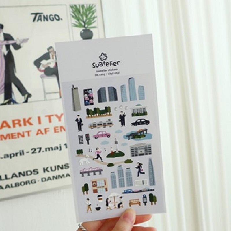 Picture of Cross-border South Korea suatelier city 1105 construction travel sports office workers decorative stickers hand account stickers