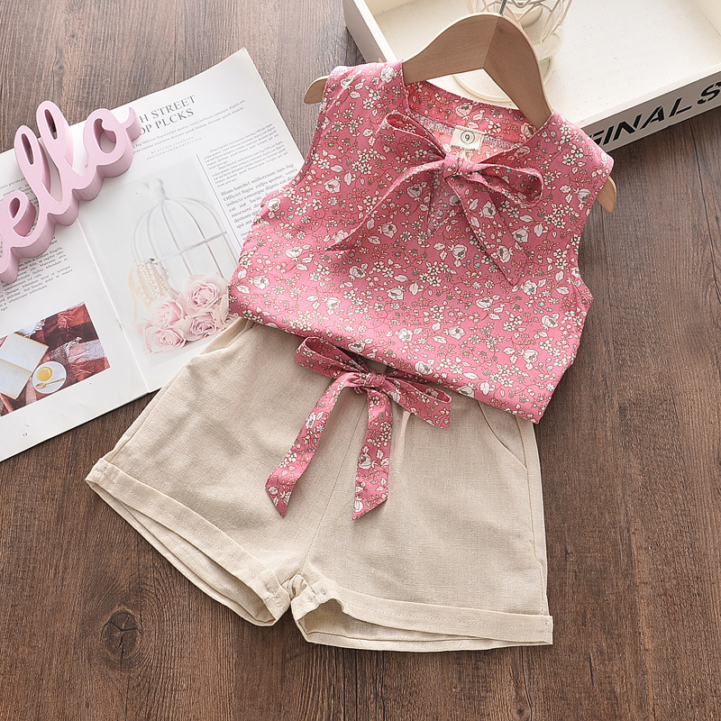 Picture of Children's Clothing Summer New Product 0-4 Year Old Baby Girl Korean Style Floral Bohemian Style Sleeveless Vest Shorts Two-Piece Set