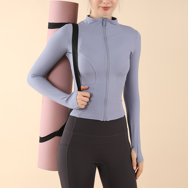 Outdoor Casual Collar Yoga Suit Baseball Suit Long Sleeve Top Yoga Fitness Zipper Sport Tight Waist Slim Fit Jacket