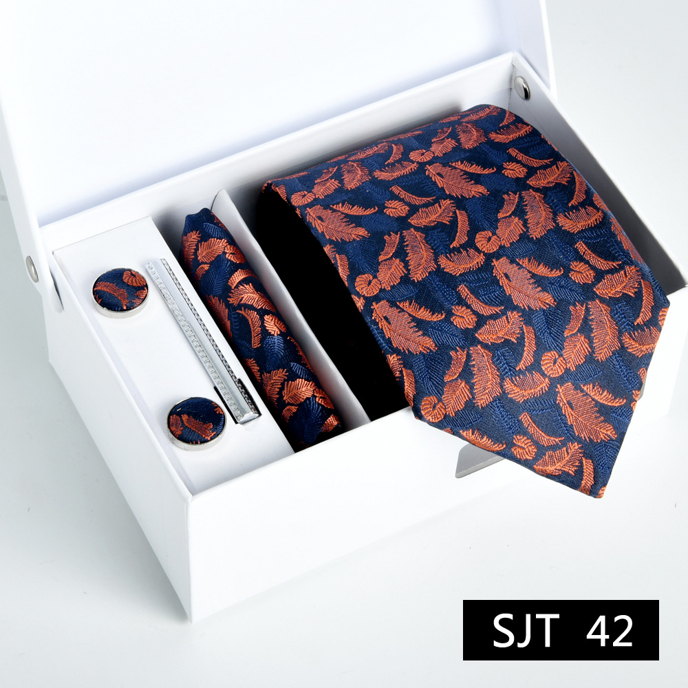 Picture of Tie formal business executive 5-piece gift box wedding = = groom wedding festive wine red in stock new