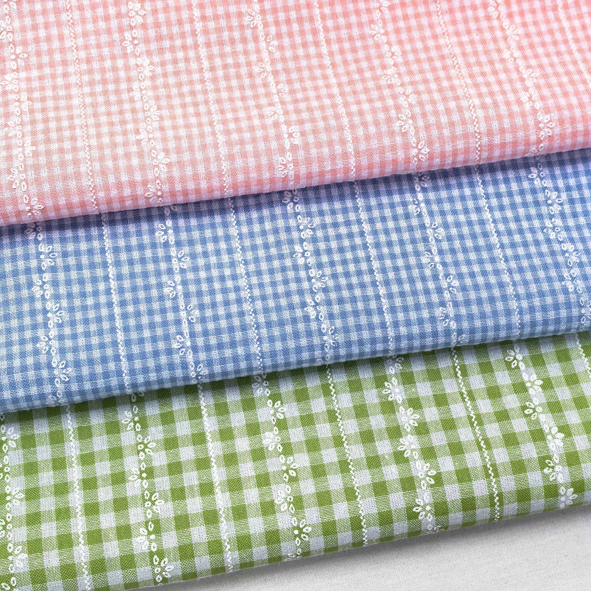Spring and Summer Polyester Cotton Yarn-dyed Chaoyang Paid Flower Bubble Printed dress Shirt Table Cloth Printed Fabric Home Boutique