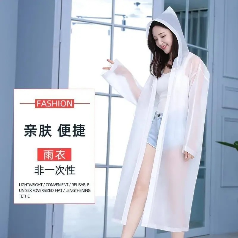 Thickened Non-Disposable Eva Raincoat Portable Adult Men and Women Travel Outdoor Waterproof Long Full Body Poncho Thick