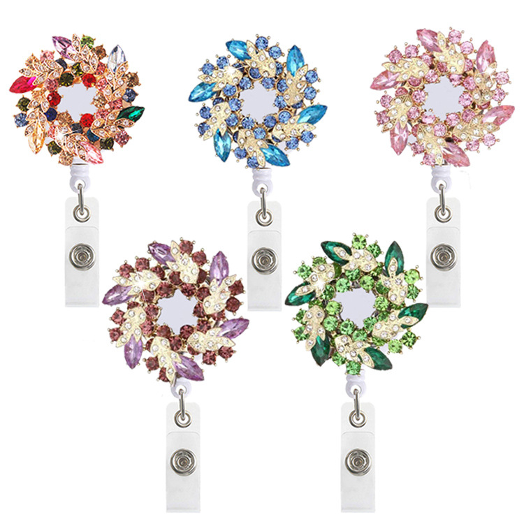 White Rotating Alligator Clip Diamond Hair Ring Retractable Easy Pull Buckle Color Rhinestone Garland Easy Pull Badge