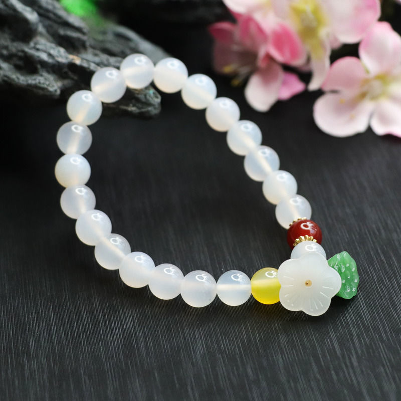 Picture of Yanyu natural white chalcedony bracelet agate Dongling Jade Lotus bracelet factory live delivery MN2113016